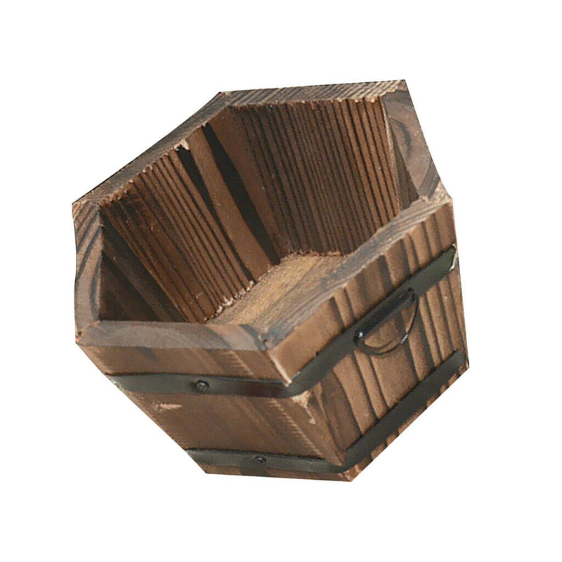 6Pieces Wooden Bucket Pot Flower Planter Barrel Patio Garden Home Decor