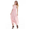 Sexy Women Dinner Party Halter Pleated Floor Length Long Dress Pink M