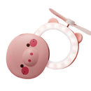 Pig Beauty Portable Led Mirror Pocket Fan Usb Charging Mini Handheld Fan Wi