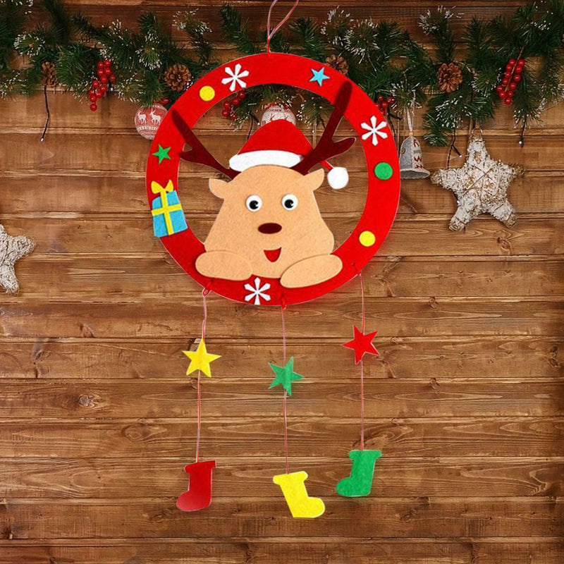 Child Handmade Xmas Garlands Cloth Wreath Art Kindergarten US Rural Style Random