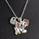 Cute Elephant Rhinestone Pendant Never Forget That I Love You Lettering Necklace
