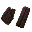 2pcs Car Leather Hand Brake Shift Knob Cover Gear Case Car Interior Decor