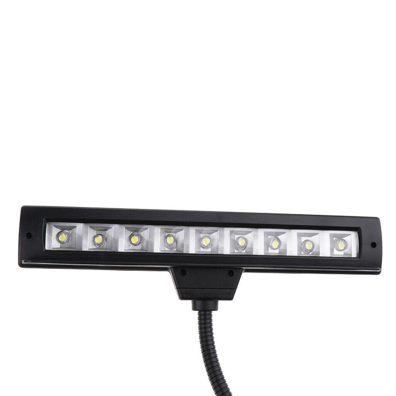 Flexible 9 LED Music Stand Lamp Clip-on Bedroom Desk Book Reading Light Black
