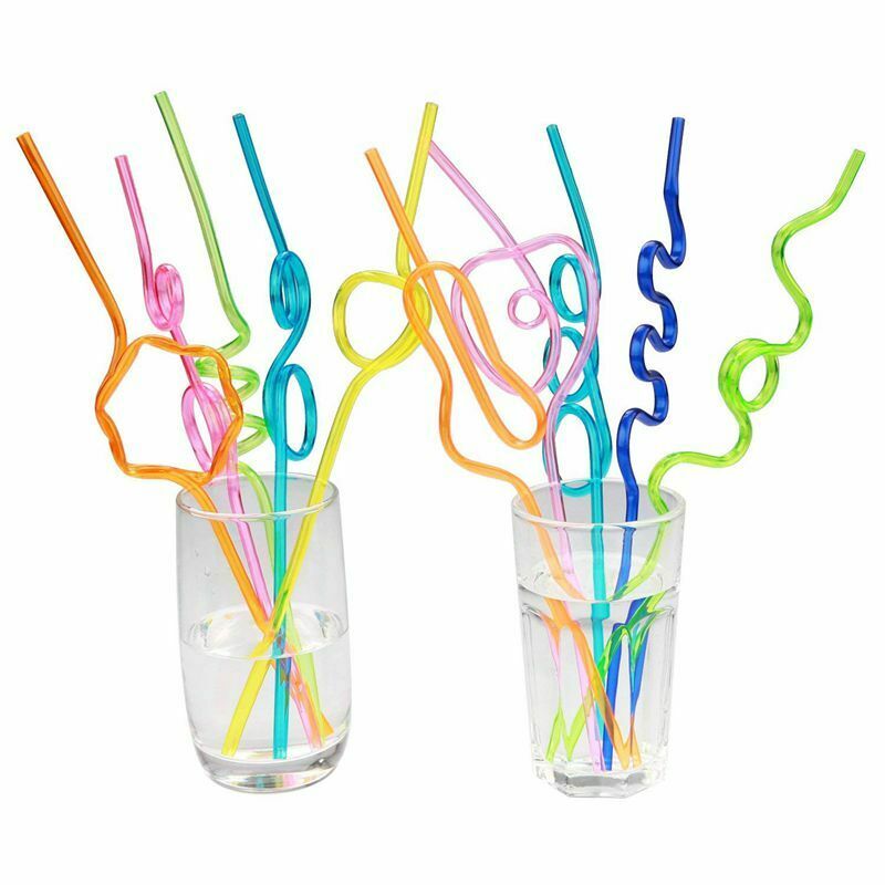 Crazy Loop Straws, (Pack of 50) Crazy Silly Colorful Reusable Drinking Stra I5N9
