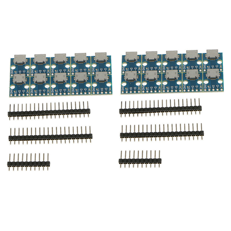 20Pcs 5 Pins Connector MICRO USB to DIP Pin Pitch PCB Converter Pinboard