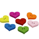 100pcs Sweet Love Heart Wood Buttons 17 x 20mm Sewing Buttons for Cardmaking
