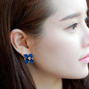 Elegance women's earrings with rhinestones camelia shaped cute pierced earr E5P6