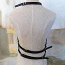 Women's Leather Body Chest Harness Cage Bra Belt Gothic Collar Choker Costum3C