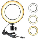 Dimmable 16cm LED Ring Fill Light with Tripod for Makeup Video Live Photo Studio