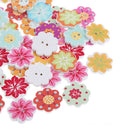 50Pcs Wood Mixed Flower Handmade 2 Holes Wooden Buttons Sewing Scrapbooking DIY