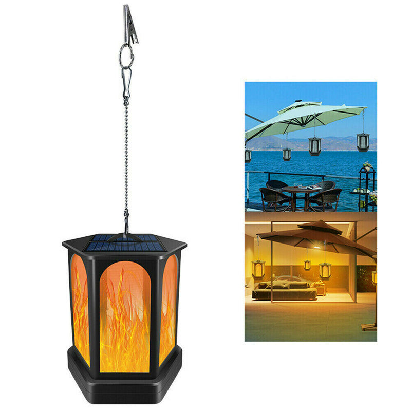 Solar Lantern Lights Outdoor Flame Hanging Garden Decor, Upgrade 99 LEDs