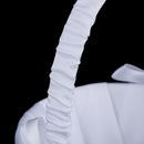 White Satin Beaded Wedding Flower Girl Basket Bowknot Decor BX