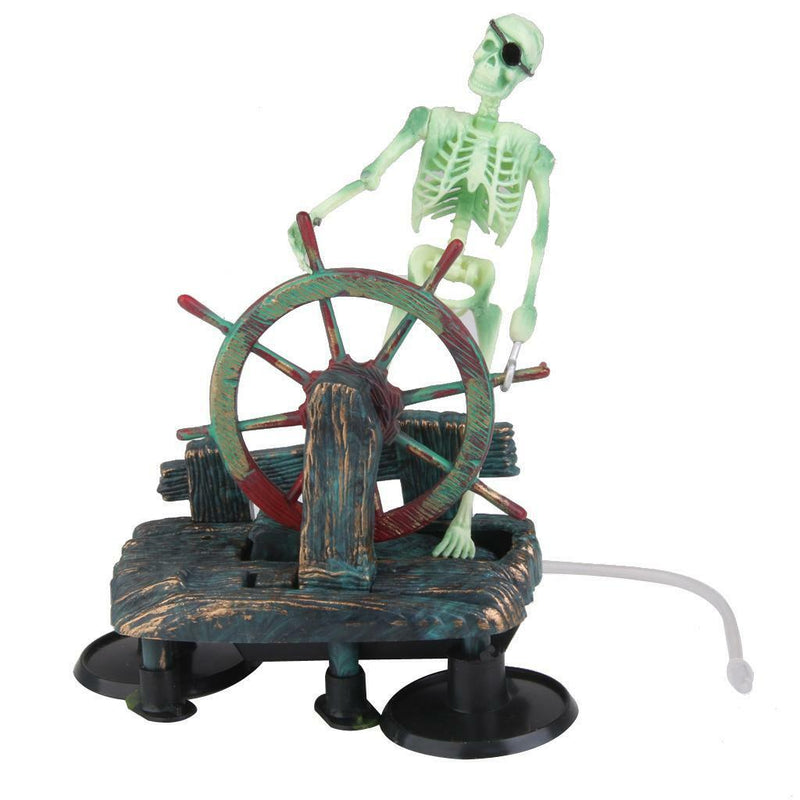 Plastic Skeleton Air Operated Wheel Aquarium Underwater Landscape Ornament