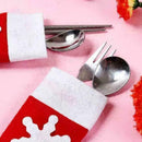 5pcs spoon and fork covers Christmas tableware Xmas Ornaments snowflake soc T6Y5