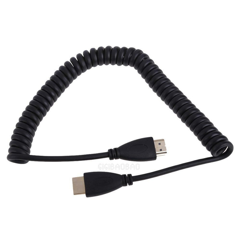 Double Male HDMI V1.4 Coiled Cable Lead Extension Cord Stretch 50cm to 2m