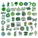 50Pcs Green Theme Stickers DIY Laptop Luggage Guitar Bicycle Skateboard Dec BX