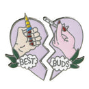 2Pcs/Set BEST BUDS Enamel Brooch Pins Friends Gift Badge Heart Pin Jewelry M&O