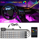 Vehicle LED Strip Remote Control Multi Color Glow Car Interior Light USB Port