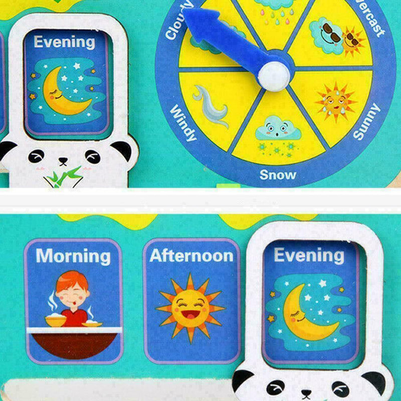 Children Wooden Calendar Educational Weather Season Clock Early Learning To I9N1