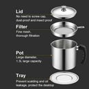304 Stainless Steel 1.3L Oil Filter Pot Jar Pourer Strainer Separator Can Tool