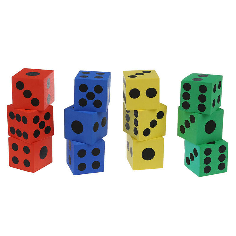12pcs Foam Playing Dice - Random Colors / Features Black Solid Dots--Safe a C1I7
