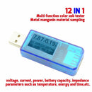 12-in-1 USB Tester Voltage Current Meter Power Bank Charger Indicator Detector