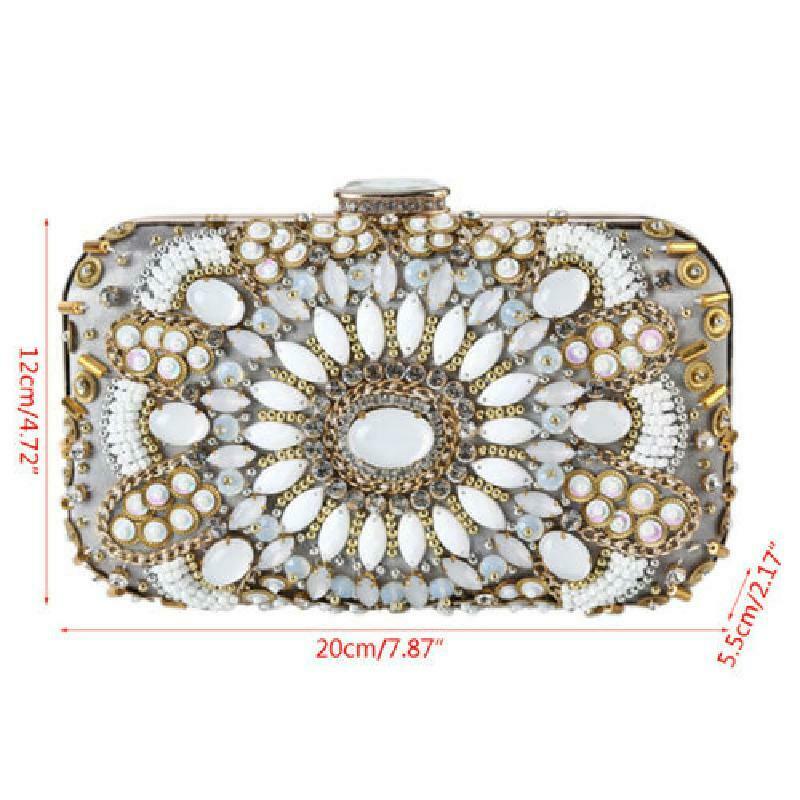 Women Retro Evening Shoulder Bag Bridal Clutch Party Prom Wedding Handbag Beaded