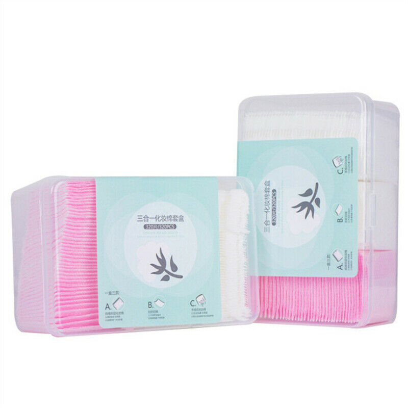 320Pcs/Bag Soft 3-In-1 Facial Organic Cotton Pads Facial Cleaning Nail Poli D1E8