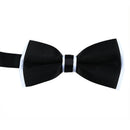 Black with White Bottom Double-layered Splicing Formal Solid Color Bow Tie  A6L5