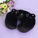 Multi-Color Cartoon U Shaped Travel Pillow Neck Support Head(Black)