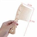 Plastic Wide Tooth Comb Natural Wood Massage Beauty Hair Care Salon Hairdress FT