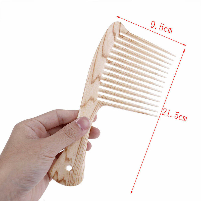 Plastic Wide Tooth Comb Natural Wood Massage Beauty Hair Care Salon Hairdress FT