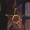 Multicolour Glass Star Votive Tea Light Candle Holder Hanging Lighting Lant A1U7