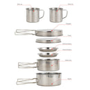 8pcs Outdoor Camping Picnic Cookwares Stainless Steel Cooking Bowl Pan Set