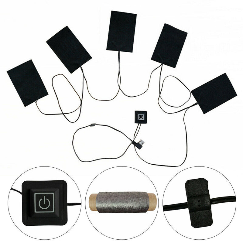 Thermal Clothing Electric Heating Pad USB Charging Outdoor Camping 5 In 1 Winter