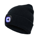 Winter Knitted Beanie with Flashing LED Light Camping Fishing Hat Cap Black