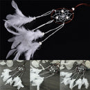 Dream Catcher With White Feather Beads Wall Hanging Decor Craft Car Ornament Hn