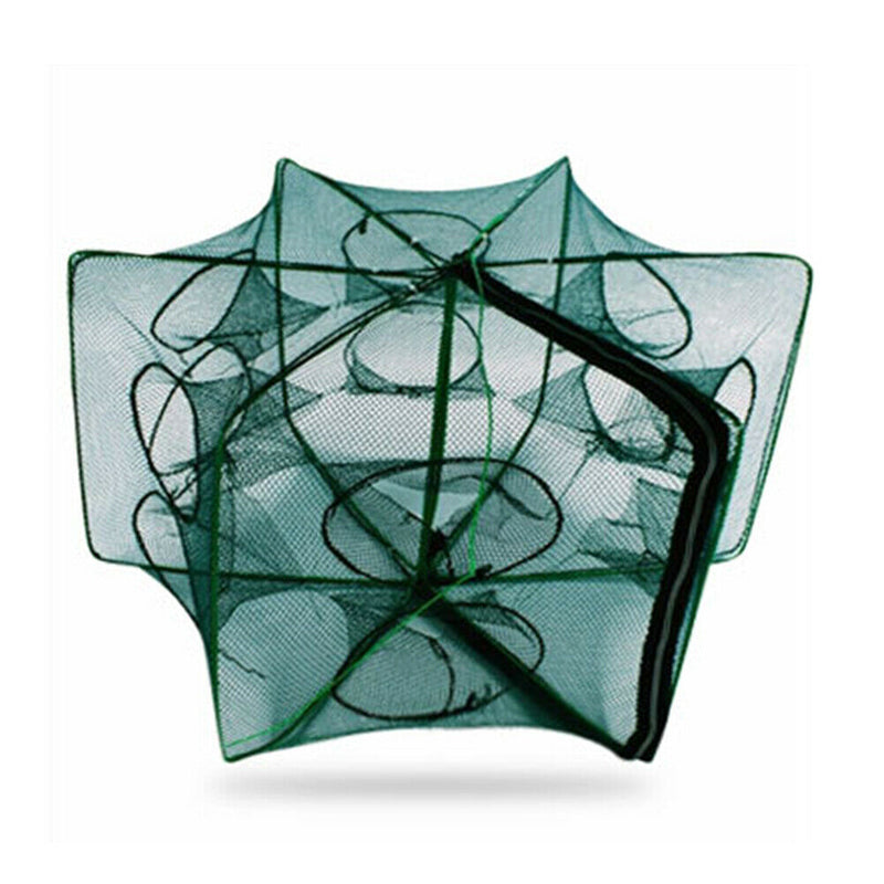 6 Sides 12 Holes Automatic Fishing Net NylonÃ‚Â Crab Fish Trap ShrimpÃ‚Â Cage (D) A