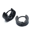 Pair Mens Hoop Huggie Earrings Titanium Steel 4mm x 7mm Black L8G3