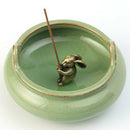2pcs Lucky Fengshui Decor Brass Zodiac Rabbit Ox Statues Incense Holder