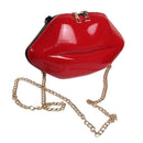 Women Red Lips Clutch Bag Ladies Pu Leather Chain Shoulder Bag Bolsa Evenin
