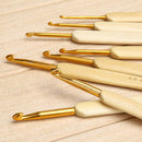 8pcs 8 sizes Bamboo handle Golden Aluminum Crochet Hooks Needles 2.5mm-6mm
