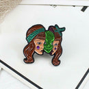 Creative Long Hair Girls Pins Brooches Clothes Lapel Jacket Badges Gifts