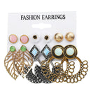 6Pairs/Set Leaf Flower Ear Studs Earrings Drop Dangle Earrings Jewelry Gift,