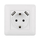 Electrical Wall Socket Double USB Port 220-250V 16A Socket Power Outlet 84x84mm