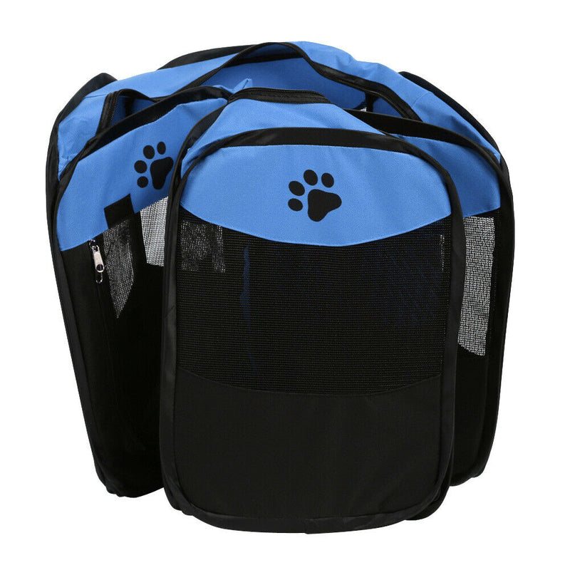Claw Print Foldable Pet Cat Dog Tent House Guard Playpen Fence (Dark Blue)