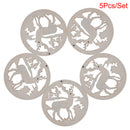 5Pcs/set Hollow Christmas Wooden Pendants Decorations Tree Ornaments DIY Crâ„–[