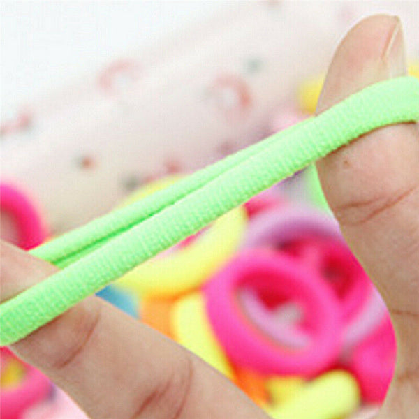 Best 100pcs Sports Elastic Rope Ring Hairband Women Hair Band Ponytail Holder LJ