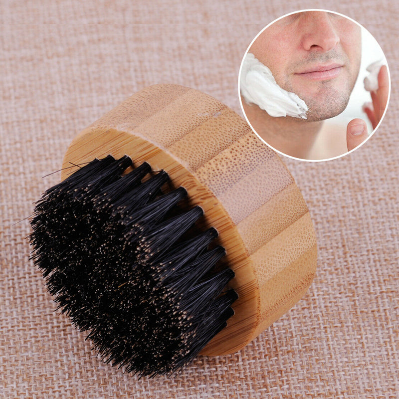 Men Boar Bristles Mustache Solid Wood Beard Oil Hair Shaving Brush Clean Tool