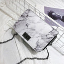 Women Fashion Marble Pattern Glossy Leather Chic Chain Bag Shoulder Bag Han C5Z6